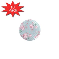 Shabby Chic,pink,roses,polka Dots 1  Mini Magnet (10 Pack)  by NouveauDesign