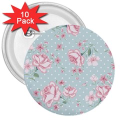 Shabby Chic,pink,roses,polka Dots 3  Buttons (10 Pack)  by NouveauDesign