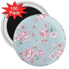 Shabby Chic,pink,roses,polka Dots 3  Magnets (100 Pack) by NouveauDesign