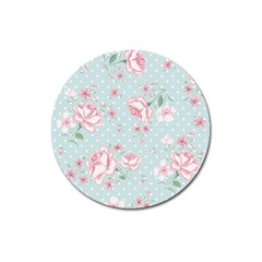 Shabby Chic,pink,roses,polka Dots Magnet 3  (round) by NouveauDesign