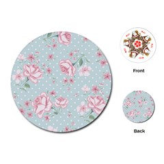 Shabby Chic,pink,roses,polka Dots Playing Cards (round)  by NouveauDesign