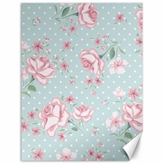 Shabby Chic,pink,roses,polka Dots Canvas 12  X 16   by NouveauDesign