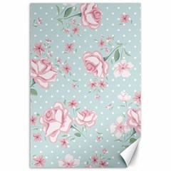 Shabby Chic,pink,roses,polka Dots Canvas 24  X 36  by NouveauDesign