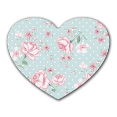 Shabby Chic,pink,roses,polka Dots Heart Mousepads