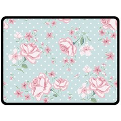 Shabby Chic,pink,roses,polka Dots Fleece Blanket (large)  by NouveauDesign