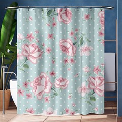 Shabby Chic,pink,roses,polka Dots Shower Curtain 60  X 72  (medium)  by NouveauDesign