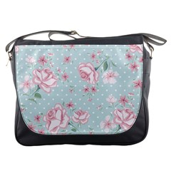 Shabby Chic,pink,roses,polka Dots Messenger Bags by NouveauDesign