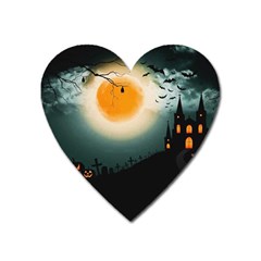 Halloween Landscape Heart Magnet by Valentinaart