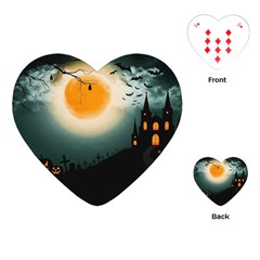 Halloween landscape Playing Cards (Heart) 