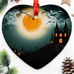 Halloween landscape Heart Ornament (Two Sides) Back