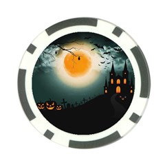 Halloween landscape Poker Chip Card Guard