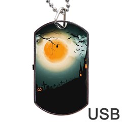 Halloween landscape Dog Tag USB Flash (One Side)