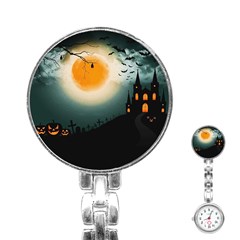 Halloween landscape Stainless Steel Nurses Watch