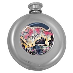 Modern Abstract Painting Round Hip Flask (5 Oz) by NouveauDesign