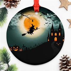 Halloween Landscape Ornament (round) by Valentinaart