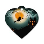 Halloween landscape Dog Tag Heart (One Side) Front