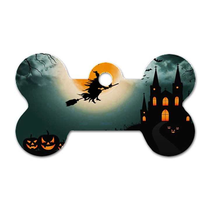 Halloween landscape Dog Tag Bone (One Side)