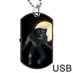 Werewolf Dog Tag Usb Flash (two Sides) by Valentinaart