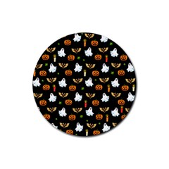 Halloween Pattern Rubber Coaster (round)  by Valentinaart