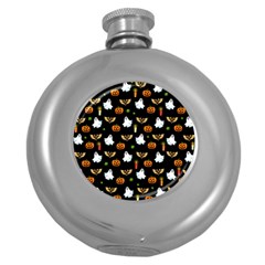 Halloween Pattern Round Hip Flask (5 Oz) by Valentinaart