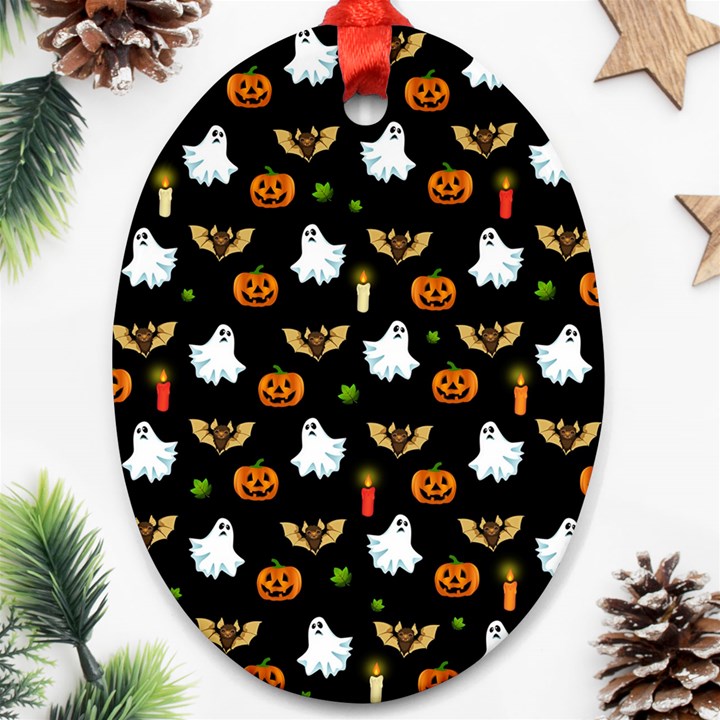 Halloween pattern Oval Ornament (Two Sides)