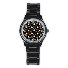 Halloween Pattern Stainless Steel Round Watch by Valentinaart