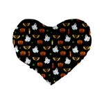 Halloween pattern Standard 16  Premium Flano Heart Shape Cushions Back