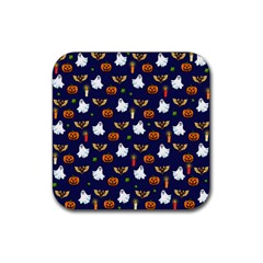 Halloween Pattern Rubber Coaster (square)  by Valentinaart