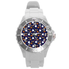 Halloween Pattern Round Plastic Sport Watch (l) by Valentinaart