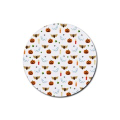 Halloween Pattern Rubber Coaster (round)  by Valentinaart