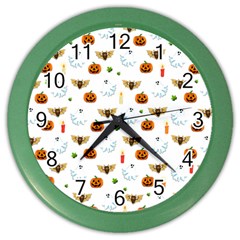 Halloween Pattern Color Wall Clocks by Valentinaart