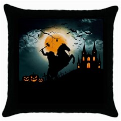 Headless Horseman Throw Pillow Case (black) by Valentinaart