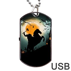 Headless Horseman Dog Tag Usb Flash (one Side) by Valentinaart