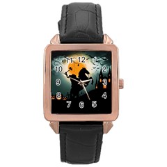 Headless Horseman Rose Gold Leather Watch  by Valentinaart