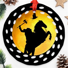 Headless Horseman Round Filigree Ornament (Two Sides)