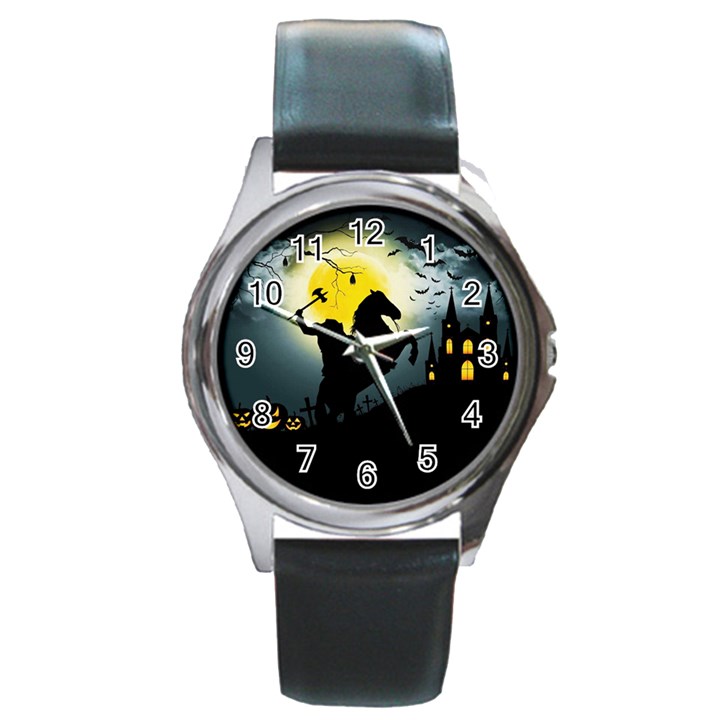 Headless Horseman Round Metal Watch