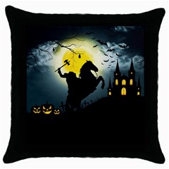 Headless Horseman Throw Pillow Case (black) by Valentinaart