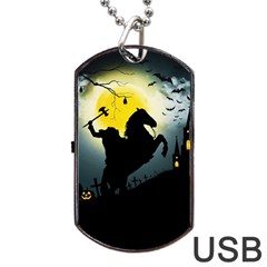 Headless Horseman Dog Tag Usb Flash (one Side) by Valentinaart