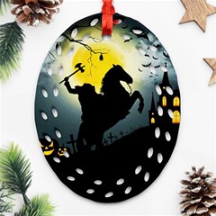 Headless Horseman Oval Filigree Ornament (two Sides)