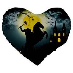 Headless Horseman Large 19  Premium Heart Shape Cushions by Valentinaart