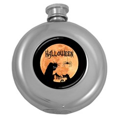 Halloween Round Hip Flask (5 Oz) by Valentinaart