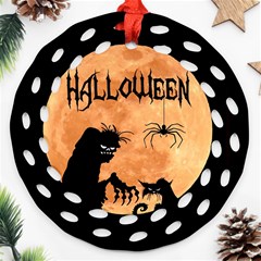 Halloween Round Filigree Ornament (two Sides) by Valentinaart