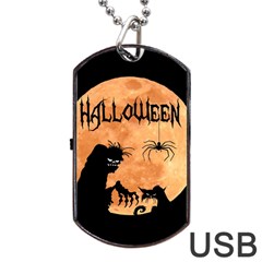 Halloween Dog Tag Usb Flash (two Sides) by Valentinaart