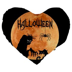 Halloween Large 19  Premium Heart Shape Cushions by Valentinaart