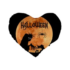 Halloween Standard 16  Premium Flano Heart Shape Cushions by Valentinaart