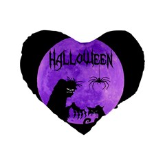 Halloween Standard 16  Premium Flano Heart Shape Cushions by Valentinaart