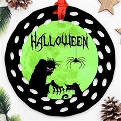 Halloween Round Filigree Ornament (two Sides) by Valentinaart