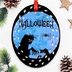 Halloween Oval Filigree Ornament (two Sides) by Valentinaart