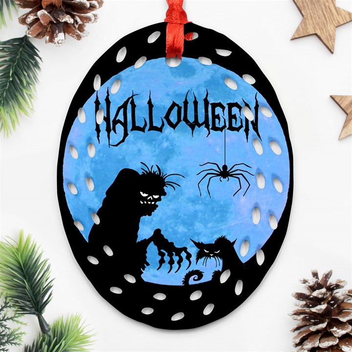 Halloween Oval Filigree Ornament (Two Sides)