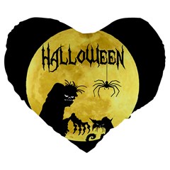 Halloween Large 19  Premium Flano Heart Shape Cushions by Valentinaart